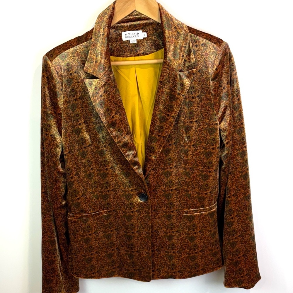Molly Bracken Patterned Velvet Blazer size L